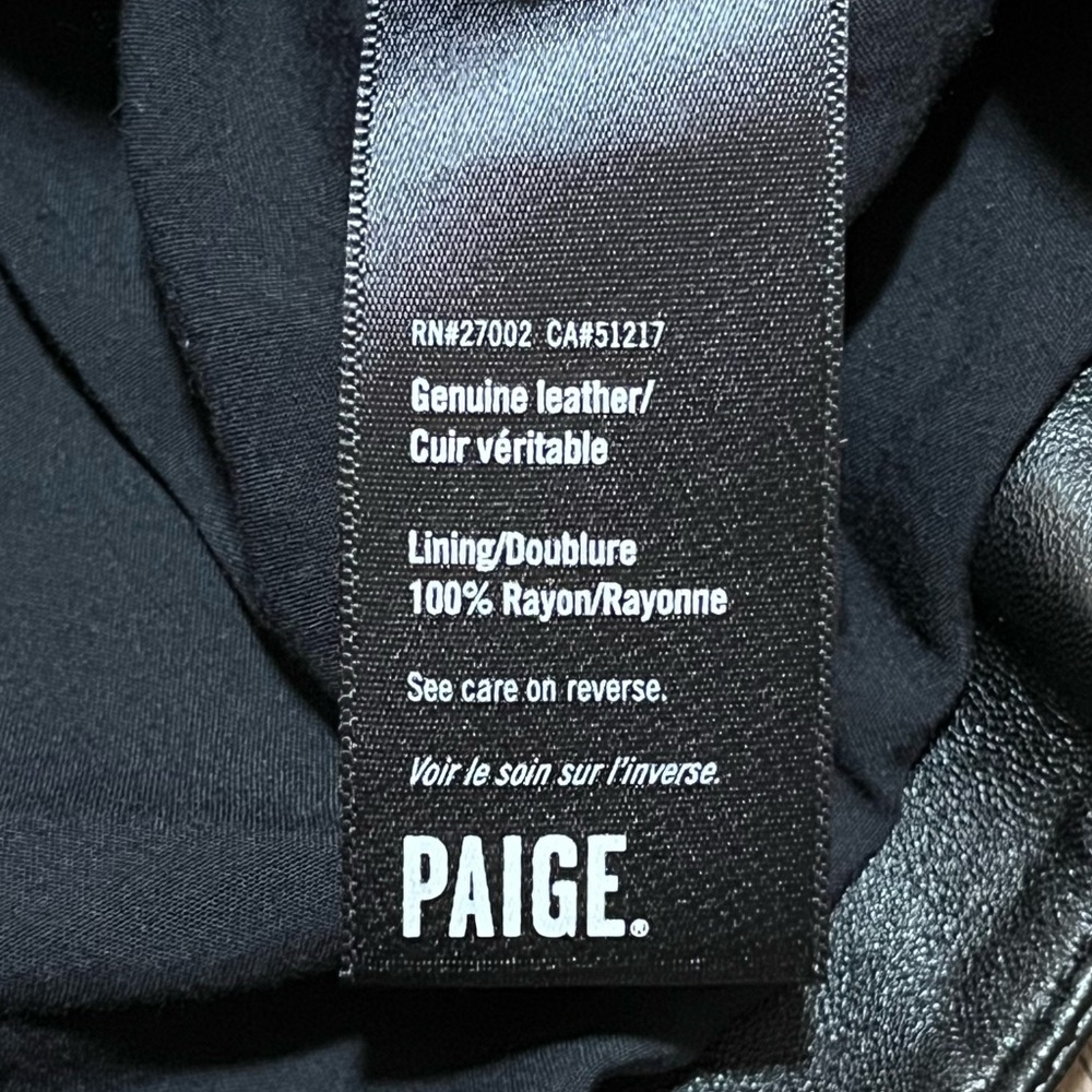 Paige Genuine Leather Moto Jacket Black Cropped Biker Size S Minimal Chic Edgey - Picture 9 of 13